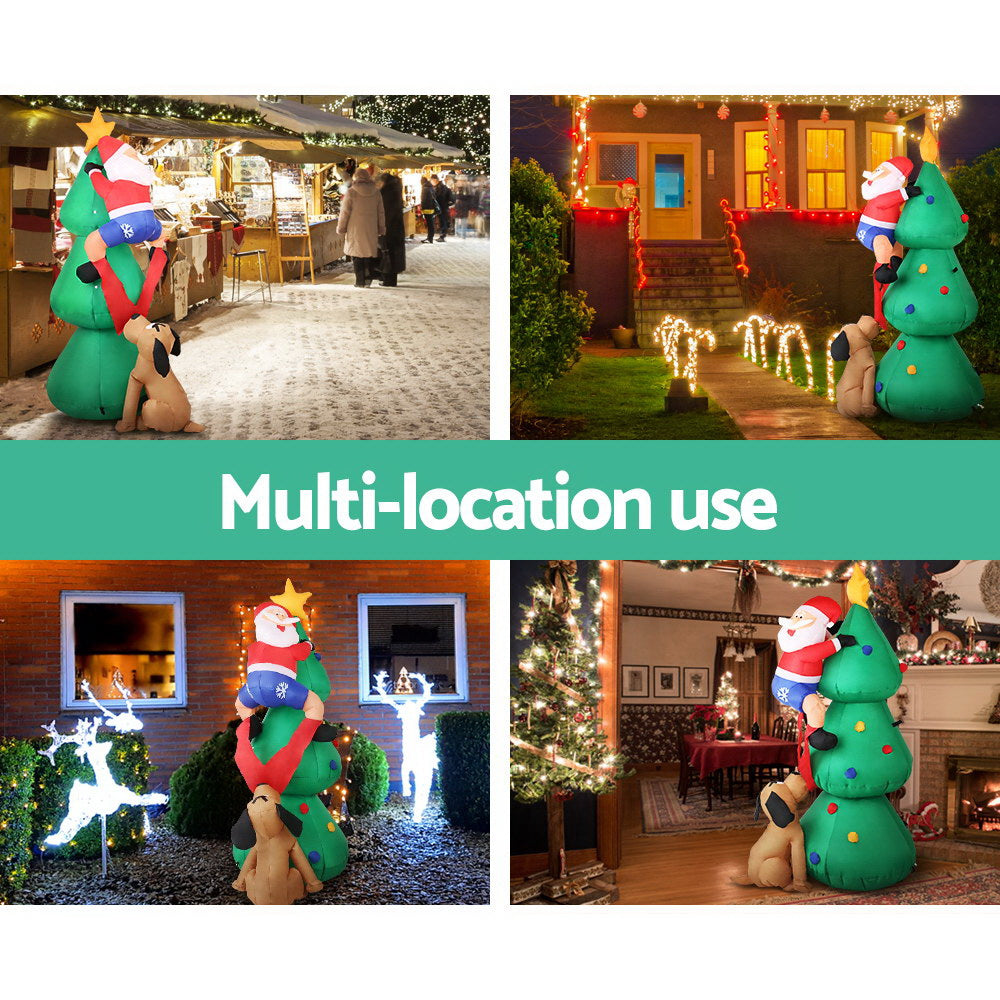1.8M Inflatable Santa Climbing Christmas Tree – LED-Lit Holiday Decoration