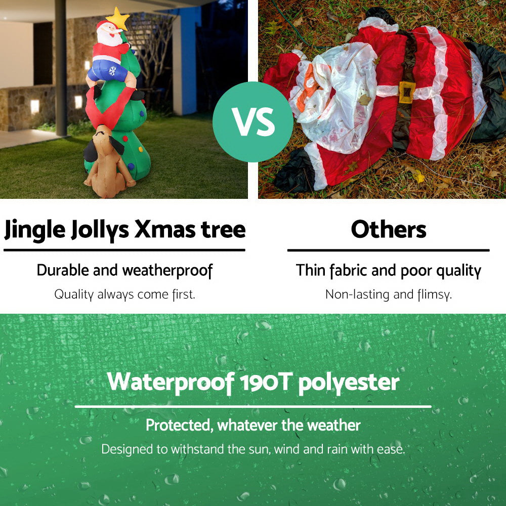 1.8M Inflatable Santa Climbing Christmas Tree – LED-Lit Holiday Decoration