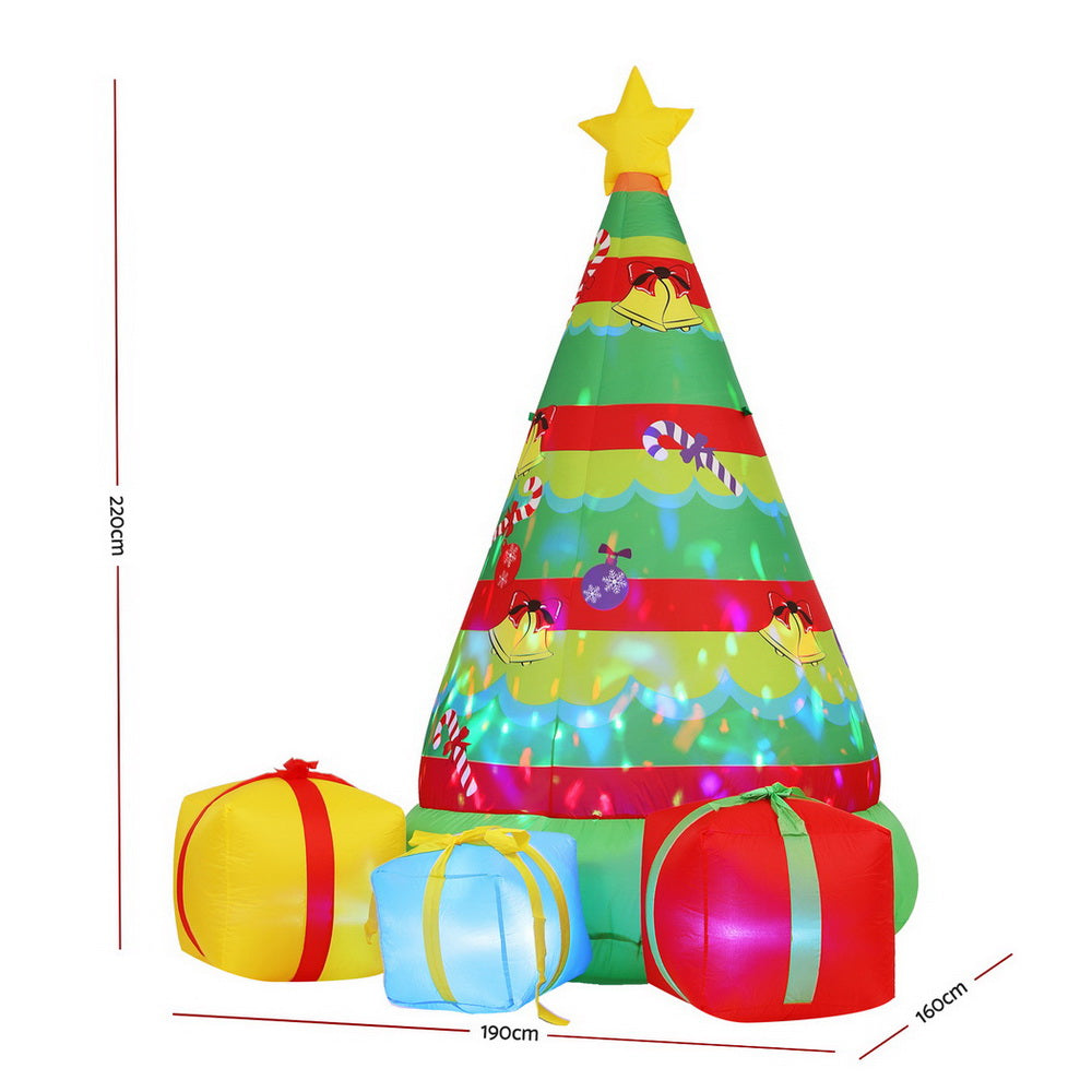 2.2M Inflatable Gift Tree – LED-Lit Christmas Decoration