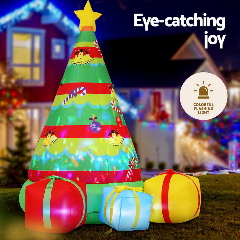 2.2M Inflatable Gift Tree – LED-Lit Christmas Decoration