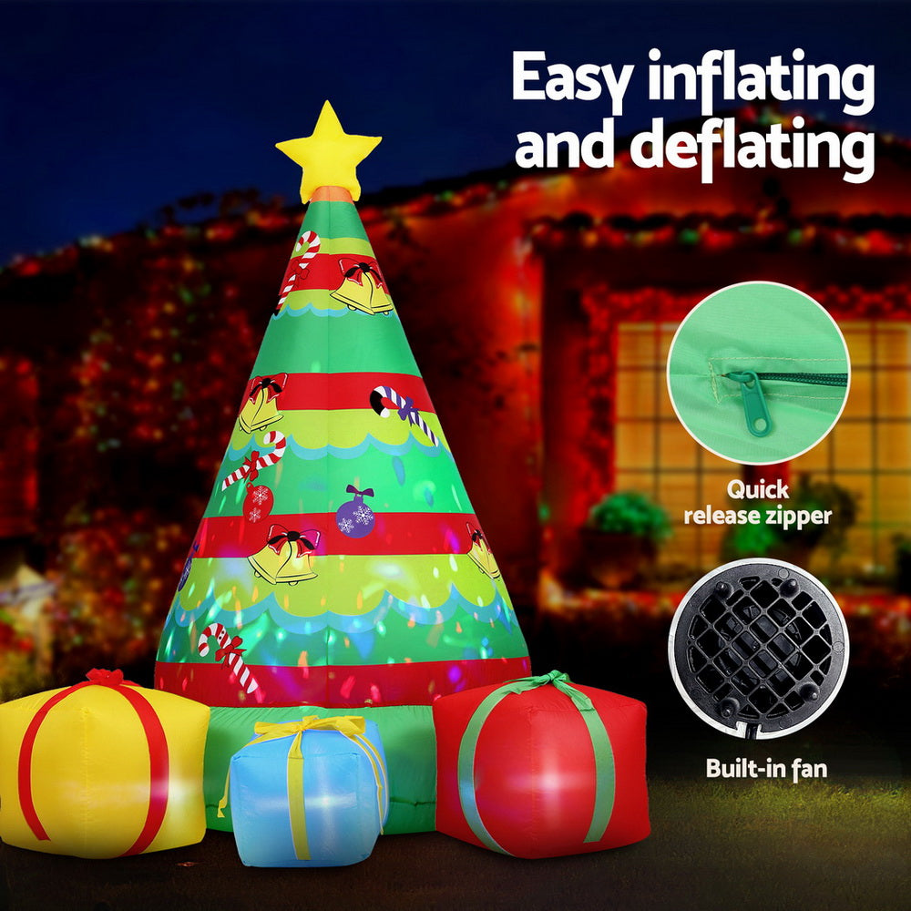 2.2M Inflatable Gift Tree – LED-Lit Christmas Decoration
