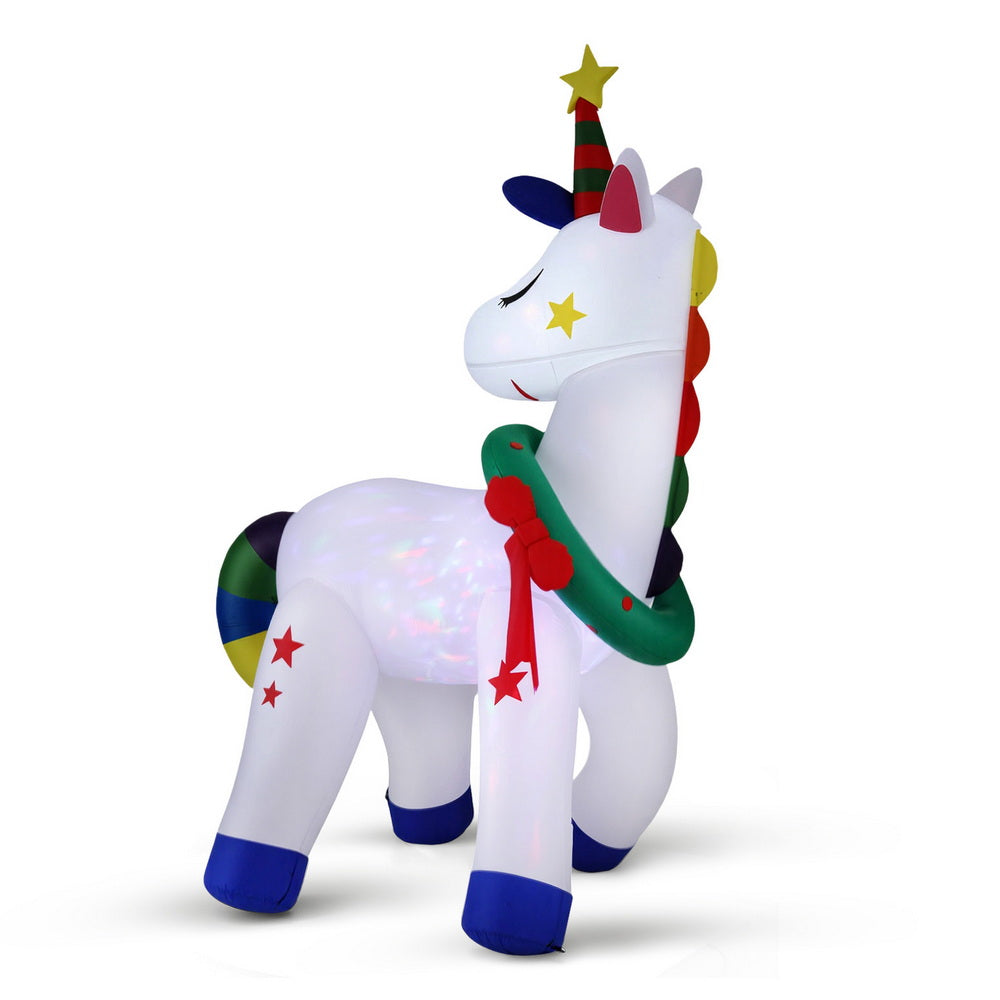 1.8M Inflatable Unicorn Christmas Decoration – LED Illuminated