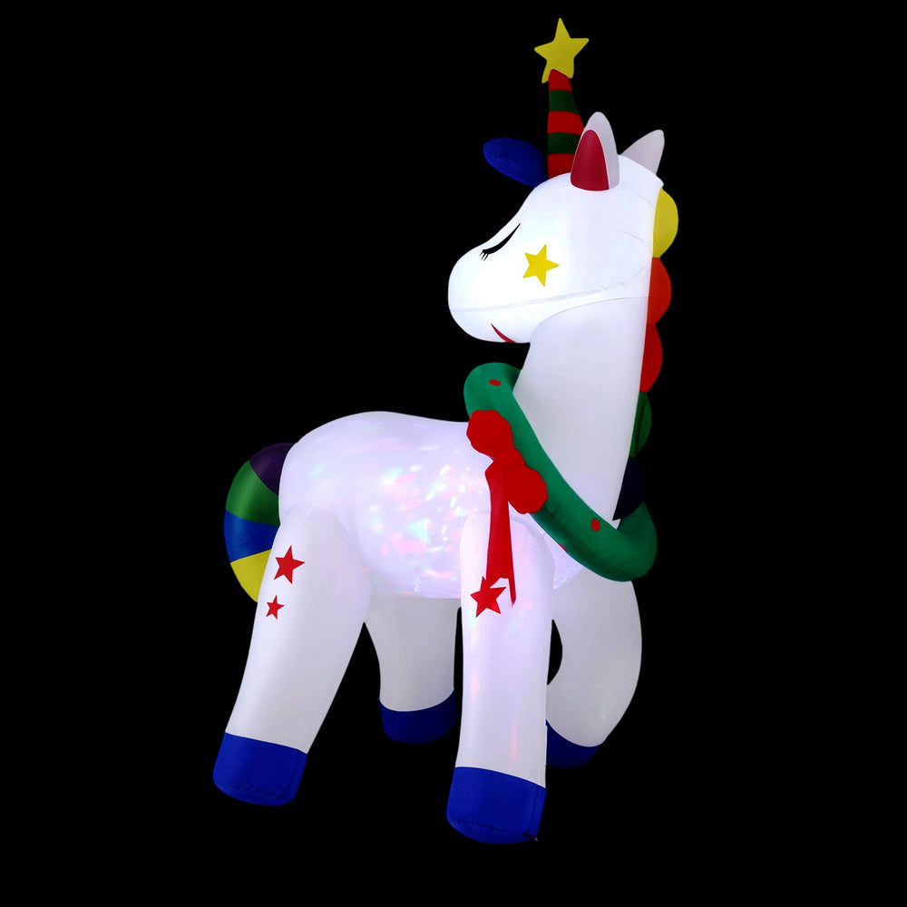 1.8M Inflatable Unicorn Christmas Decoration – LED Illuminated