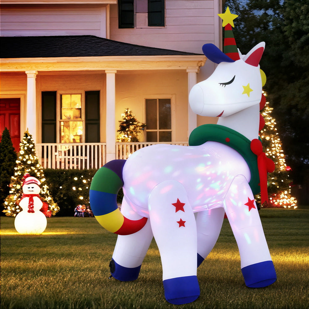 1.8M Inflatable Unicorn Christmas Decoration – LED Illuminated