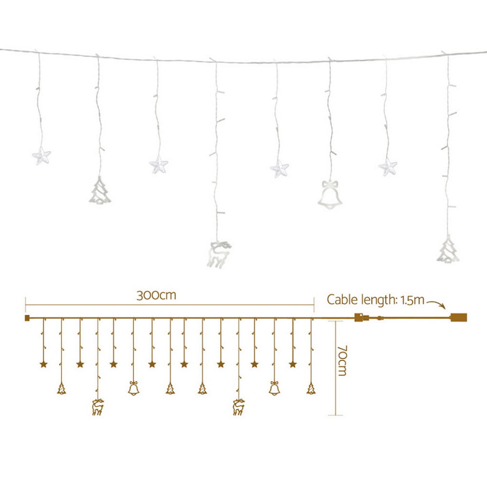 3M/6M LED Christmas Icicle Lights – Bell, Star & Snowflake