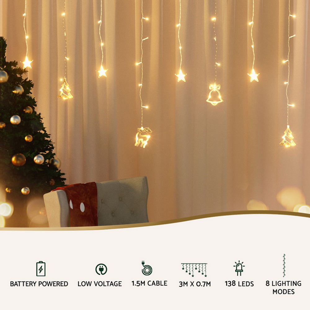3M/6M LED Christmas Icicle Lights – Bell, Star & Snowflake