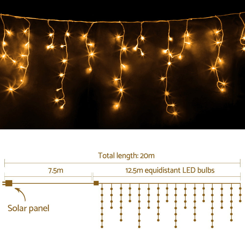 12.5M Solar Icicle Lights – 500 LEDs, 8 Modes, Outdoor Decor
