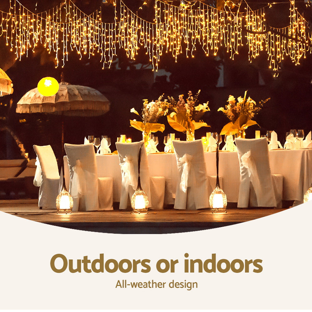 12.5M Solar Icicle Lights – 500 LEDs, 8 Modes, Outdoor Decor