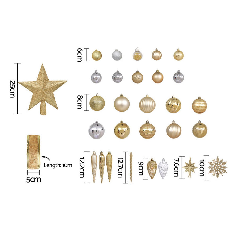 125pcs Gold & Silver Christmas Ornament Set – Shatterproof Tree Decorations