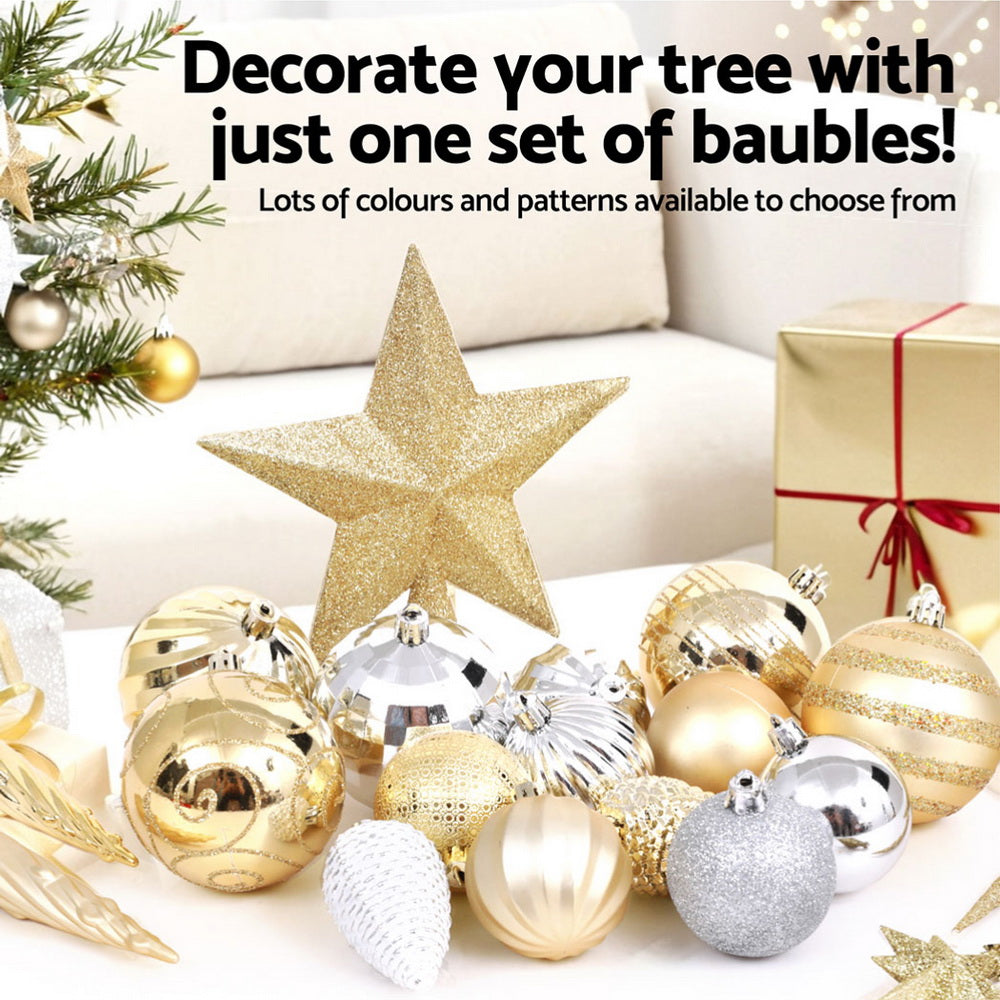 125pcs Gold & Silver Christmas Ornament Set – Shatterproof Tree Decorations