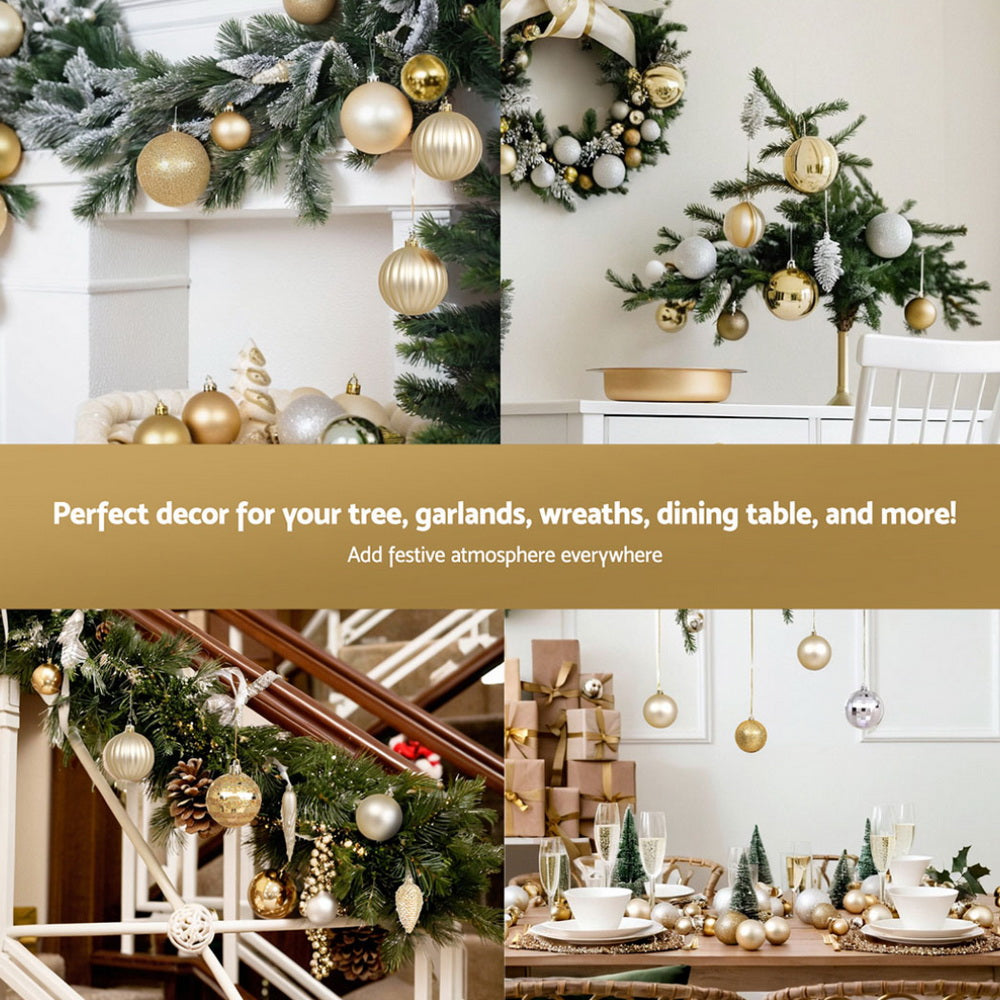 125pcs Gold & Silver Christmas Ornament Set – Shatterproof Tree Decorations