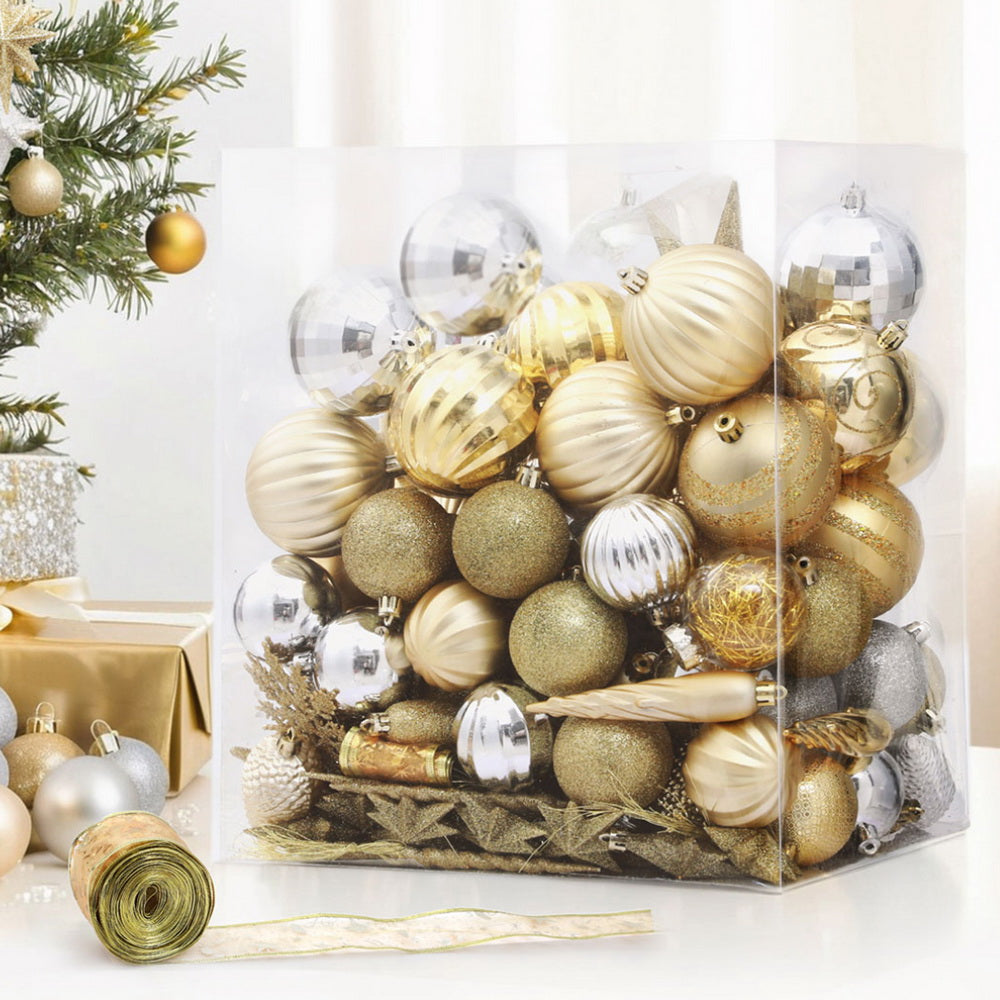 125pcs Gold & Silver Christmas Ornament Set – Shatterproof Tree Decorations