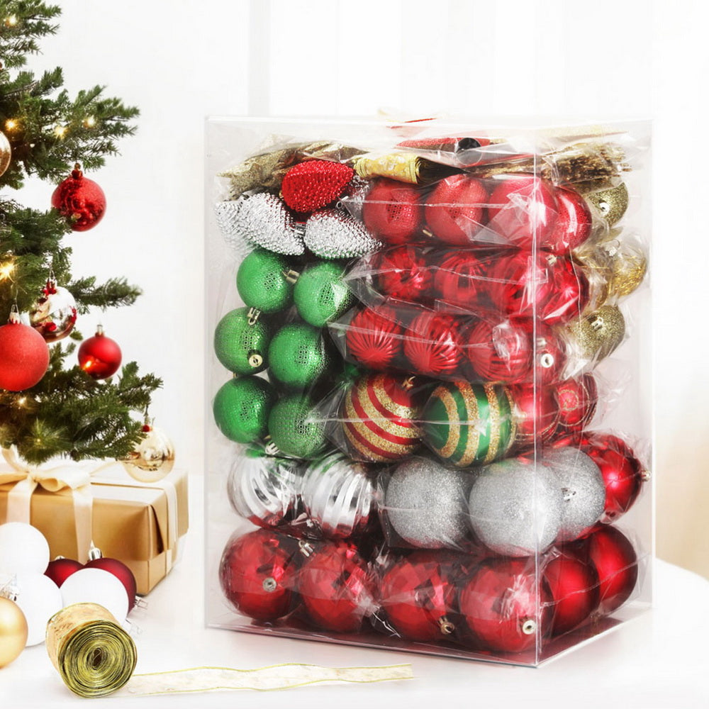 155pcs Red & Green Christmas Ornament Set – Shatterproof Tree Decorations