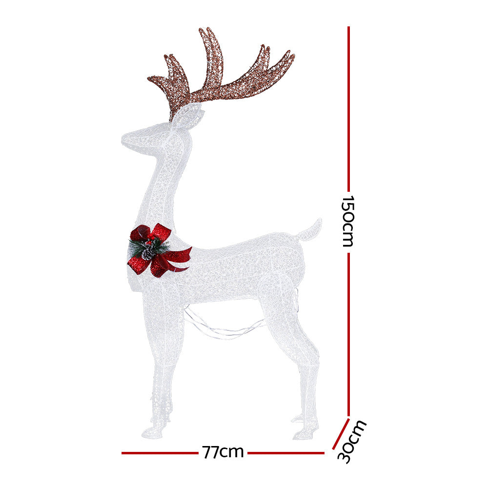 3D Reindeer Christmas Lights – Warm White LED Display