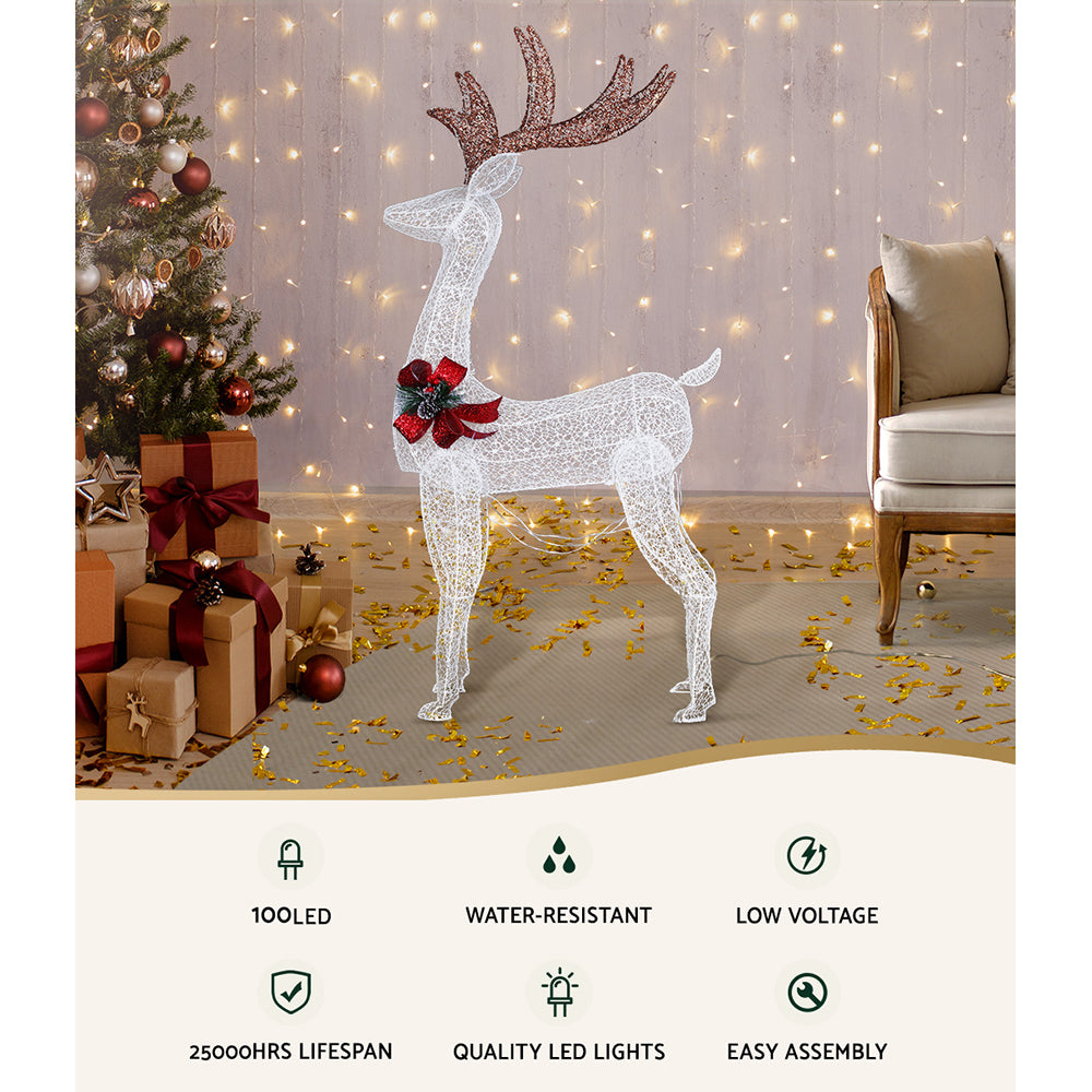 3D Reindeer Christmas Lights – Warm White LED Display