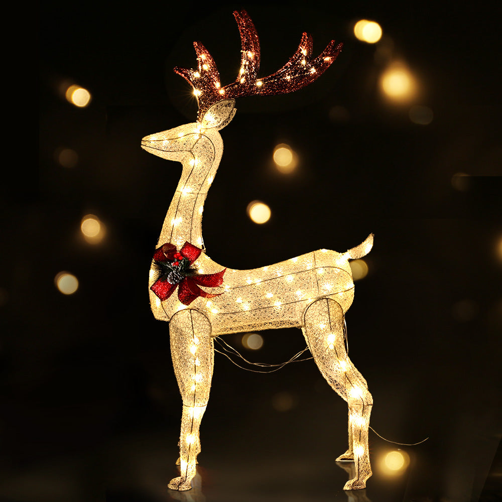3D Reindeer Christmas Lights – Warm White LED Display