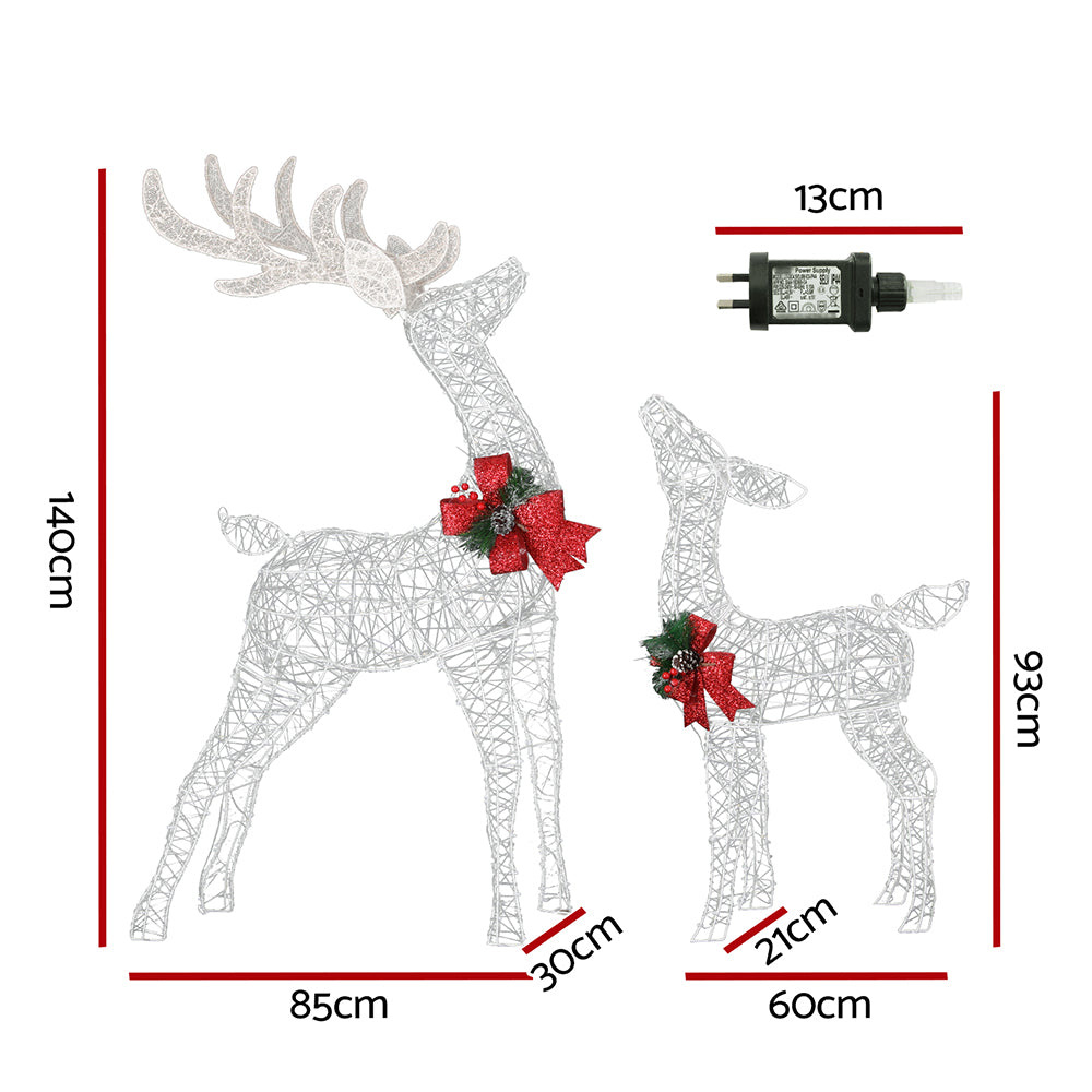 3D LED Christmas Deer Light Set – Warm White Indoor/Outdoor Display