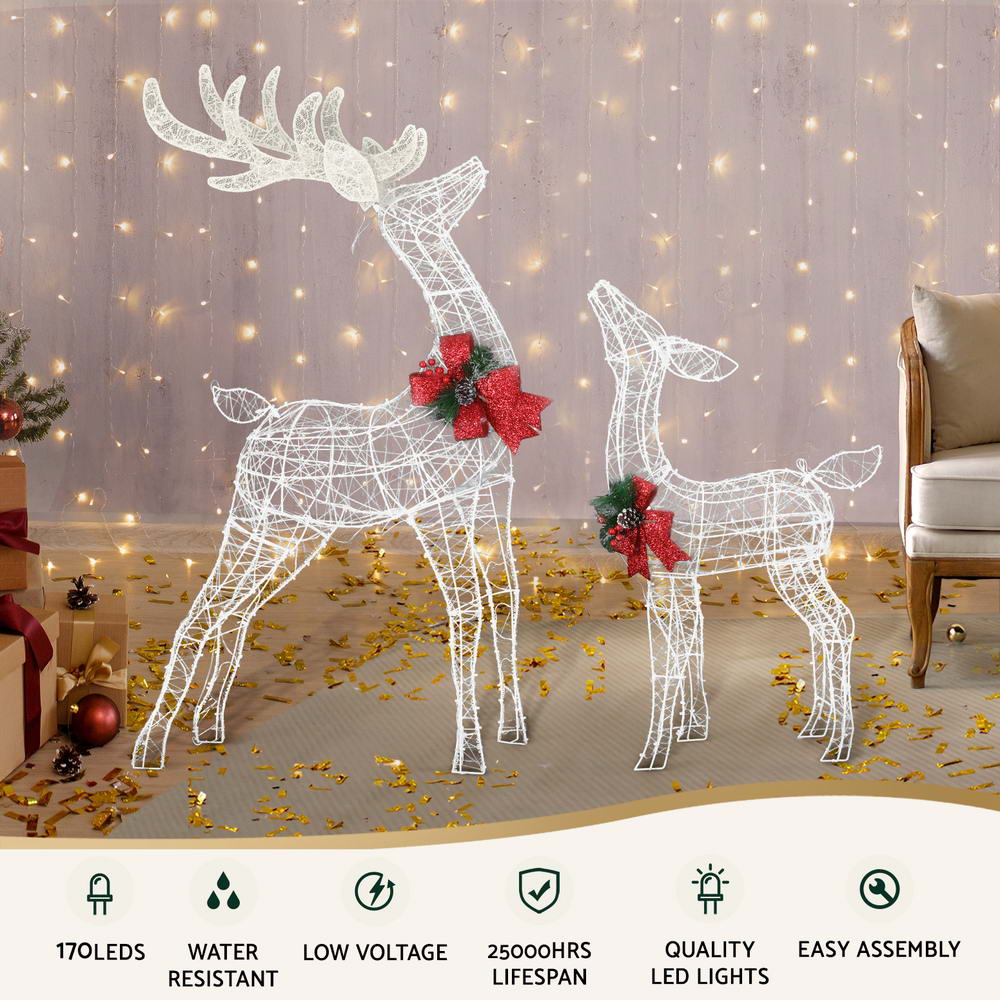 3D LED Christmas Deer Light Set – Warm White Indoor/Outdoor Display