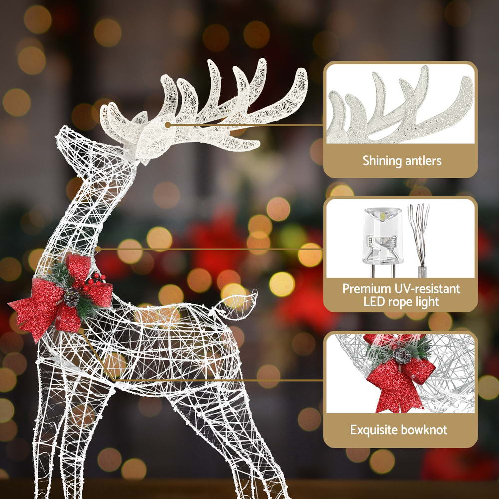 3D LED Christmas Deer Light Set – Warm White Indoor/Outdoor Display