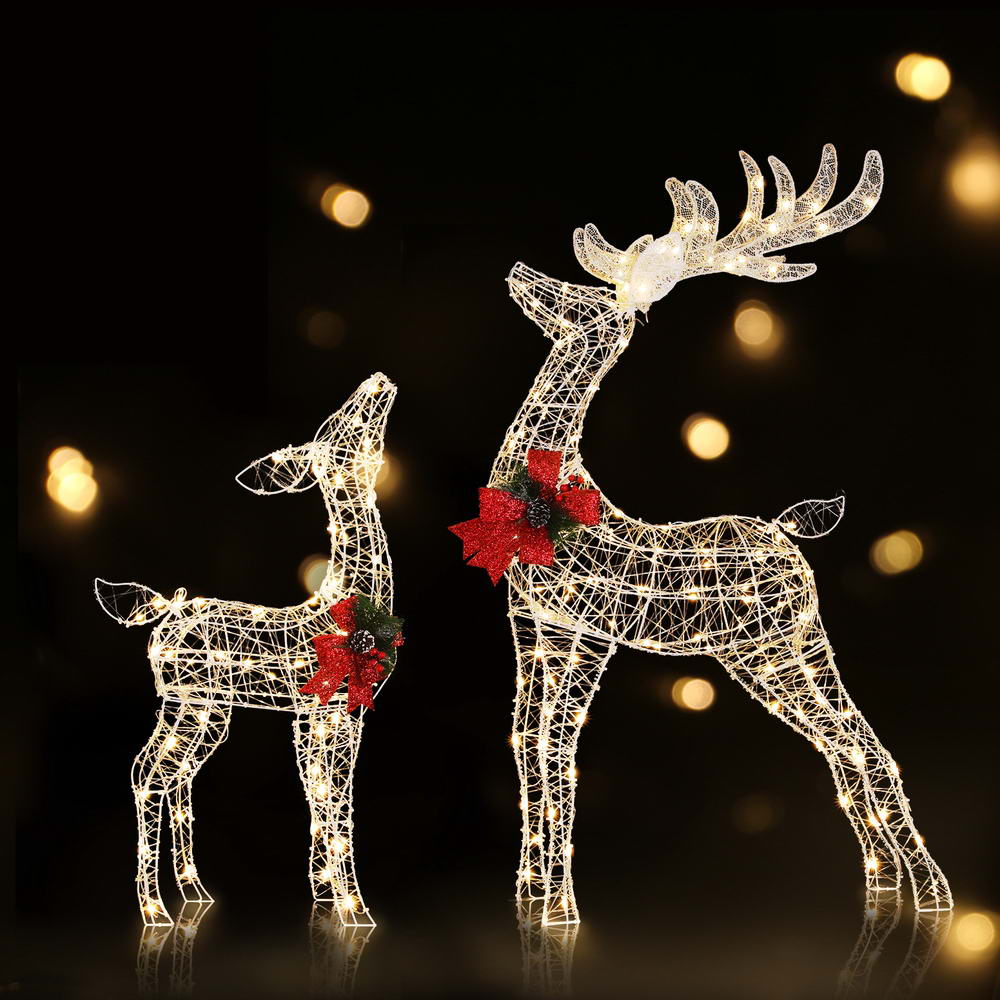 3D LED Christmas Deer Light Set – Warm White Indoor/Outdoor Display
