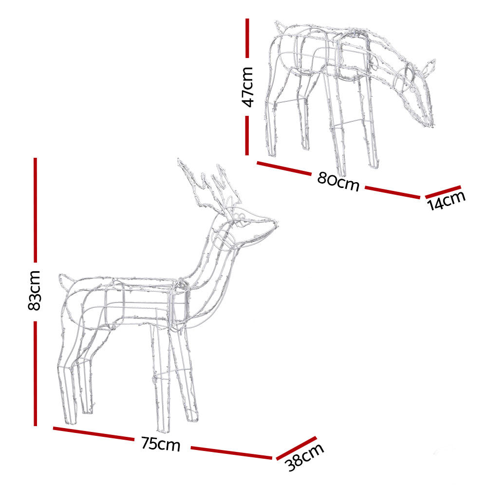 3D Reindeer Christmas Lights Set – Cold White LED Indoor/Outdoor Display