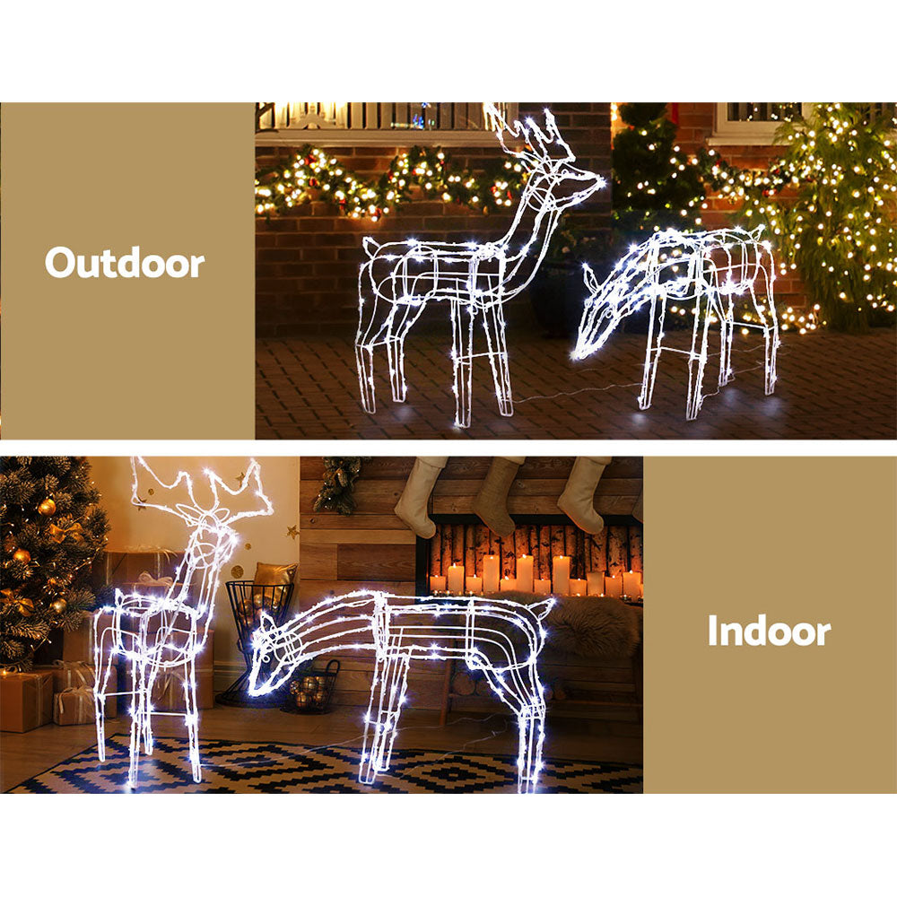 3D Reindeer Christmas Lights Set – Cold White LED Indoor/Outdoor Display