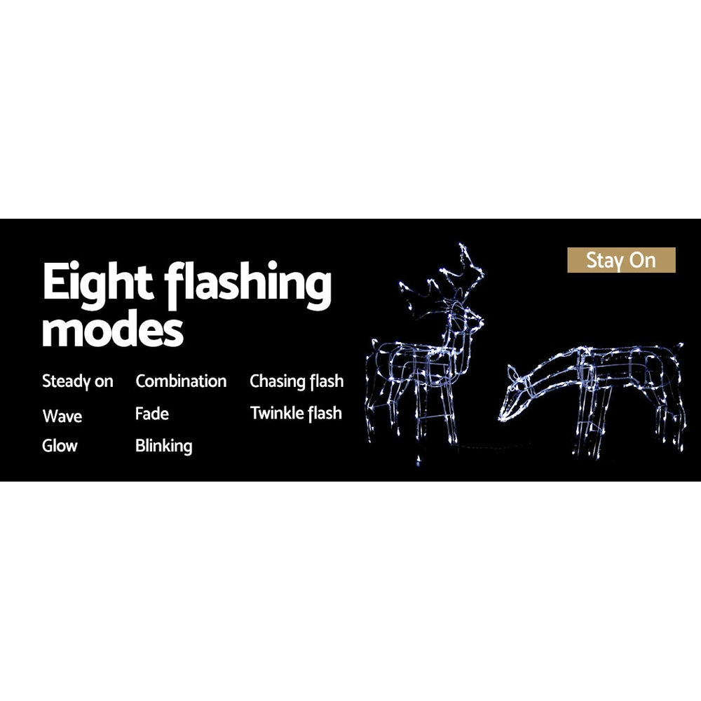 3D Reindeer Christmas Lights Set – Cold White LED Indoor/Outdoor Display