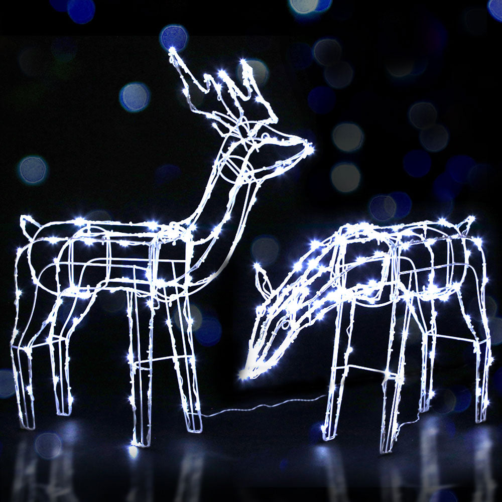 3D Reindeer Christmas Lights Set – Cold White LED Indoor/Outdoor Display