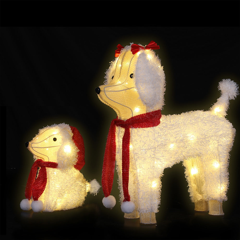 2PCS Dog Decoration Light Set – 60 Warm White LED Christmas Display