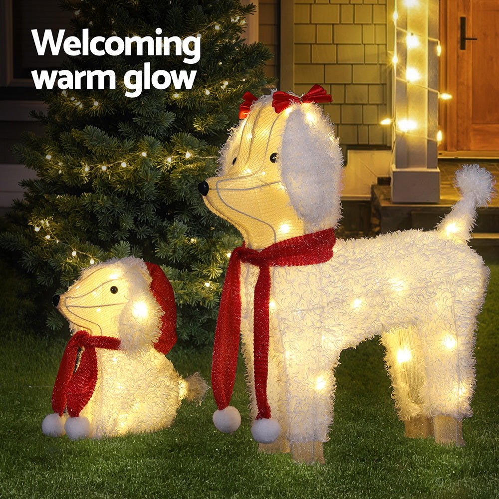 2PCS Dog Decoration Light Set – 60 Warm White LED Christmas Display