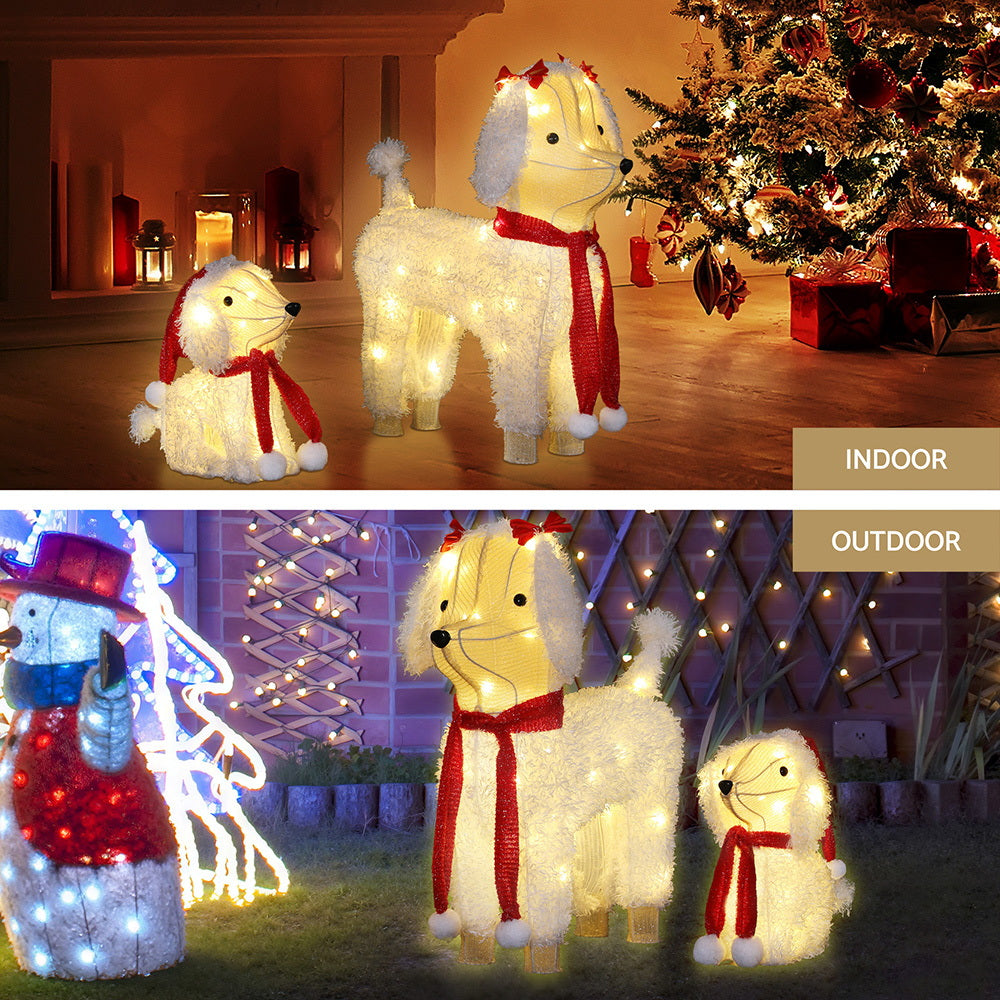 2PCS Dog Decoration Light Set – 60 Warm White LED Christmas Display