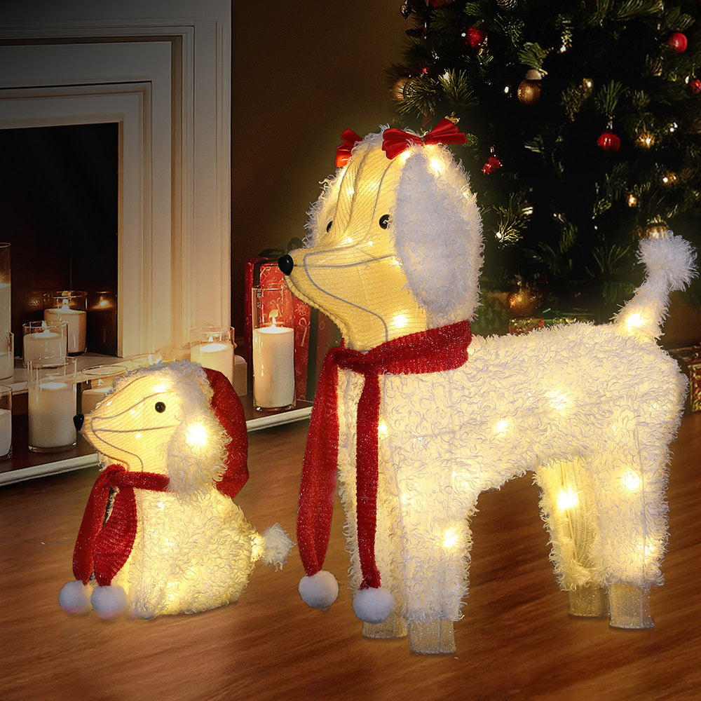 60 LED Dog Decoration Light Set | 2pcs Festive Outdoor Christmas Display