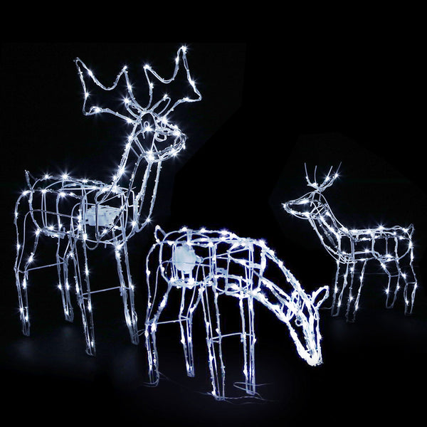83CM Reindeer Family Motif Light Set – Cold White LEDs 250 Lights