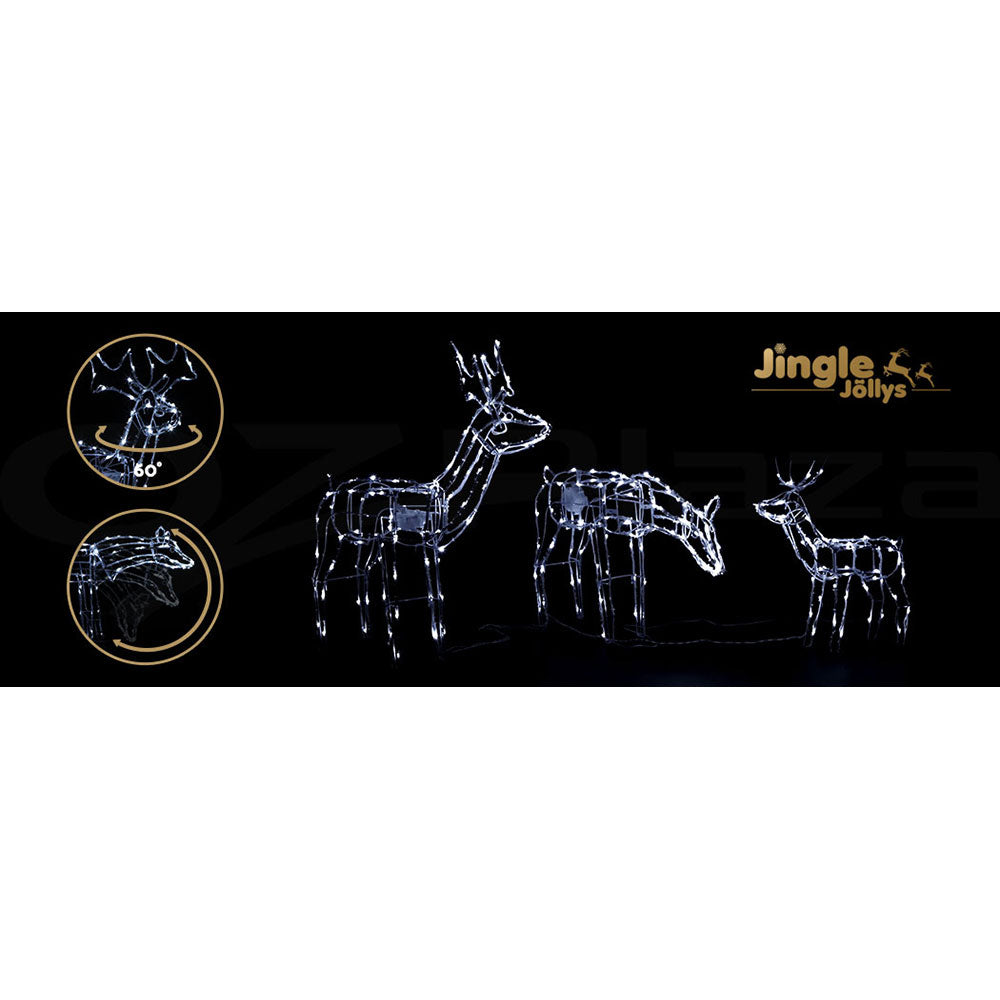 3D Reindeer Family Christmas Lights – 3PCS Cold White LED Display