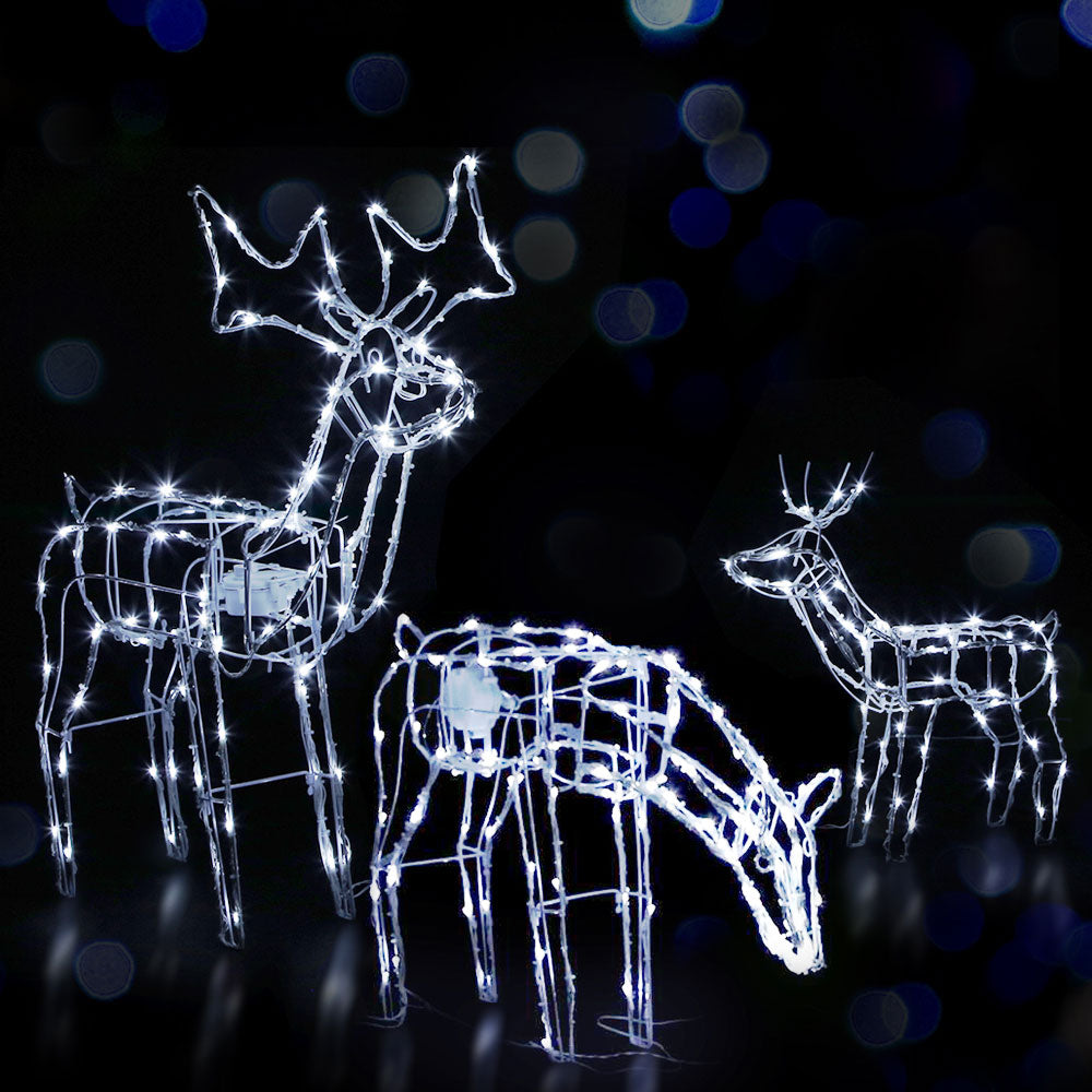 3D Reindeer Family Christmas Lights – 3PCS Cold White LED Display