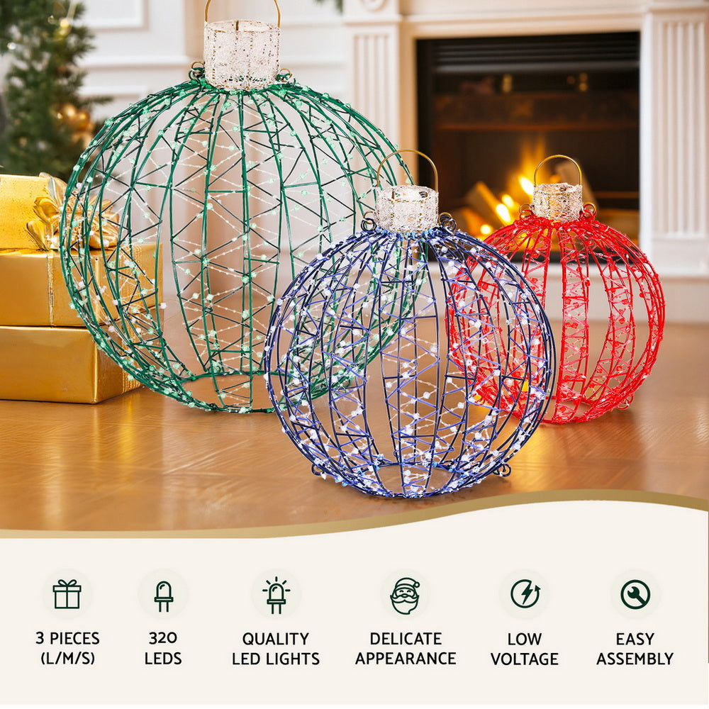 3PCS Fairy Light Ball Set – 320 RGB LED Indoor/Outdoor Display