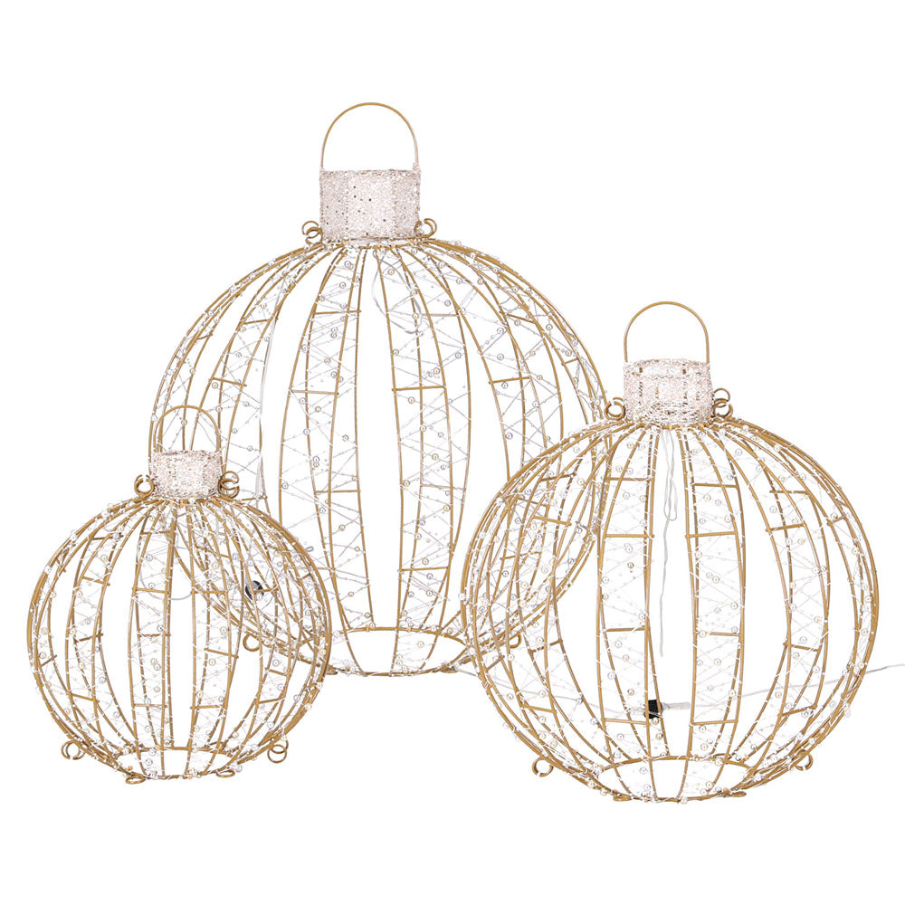 3PCS 3D Christmas Ball Light Set – Warm & Cold White LED Indoor/Outdoor Display