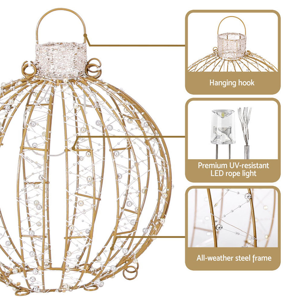 3PCS 3D Christmas Ball Light Set – Warm & Cold White LED Indoor/Outdoor Display