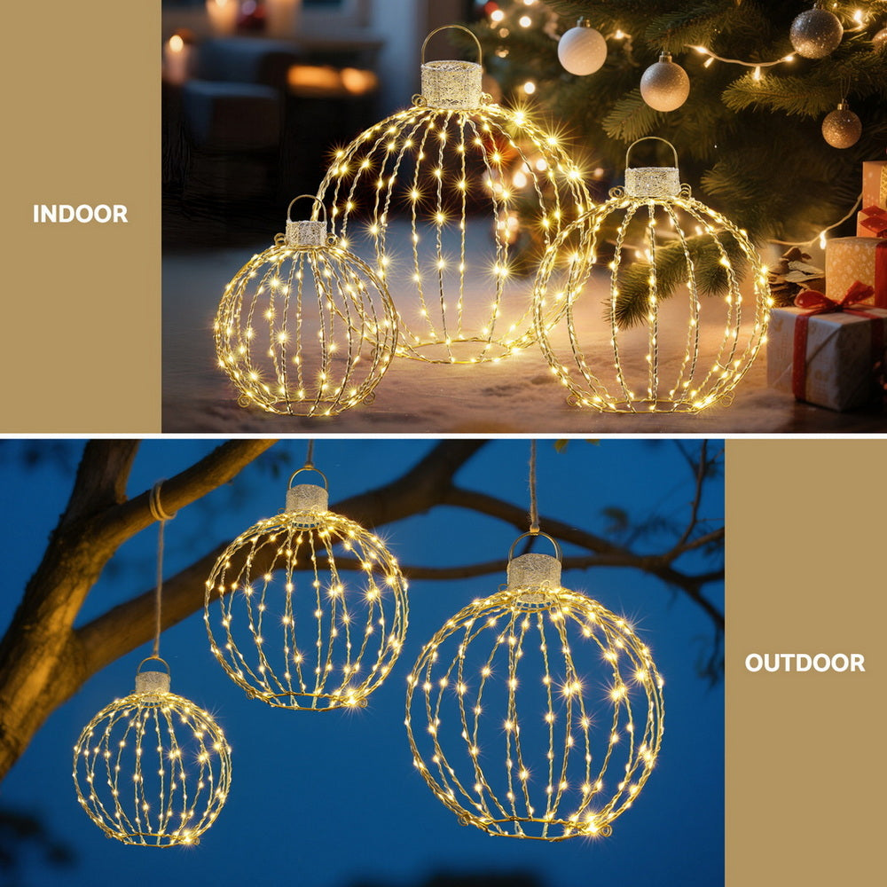 3PCS Fairy Light Ball Set – 320 Warm White LED Indoor/Outdoor Display