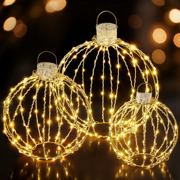 3-Piece Sphere Motif Light Set – Warm White LEDs 320 Lights
