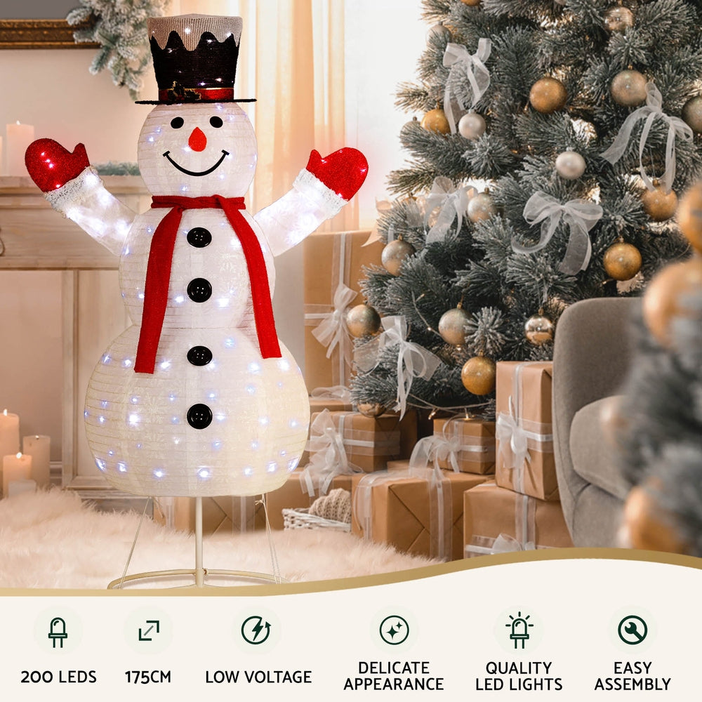 3D Snowman Christmas Light Set – Warm White LED Indoor/Outdoor Display