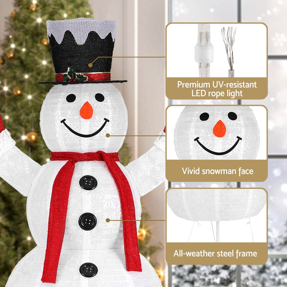 3D Snowman Christmas Light Set – Warm White LED Indoor/Outdoor Display