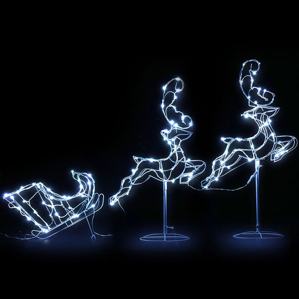 1.07M Reindeer & Sleigh Motif Light Set – Cold White LEDs 120 Lights