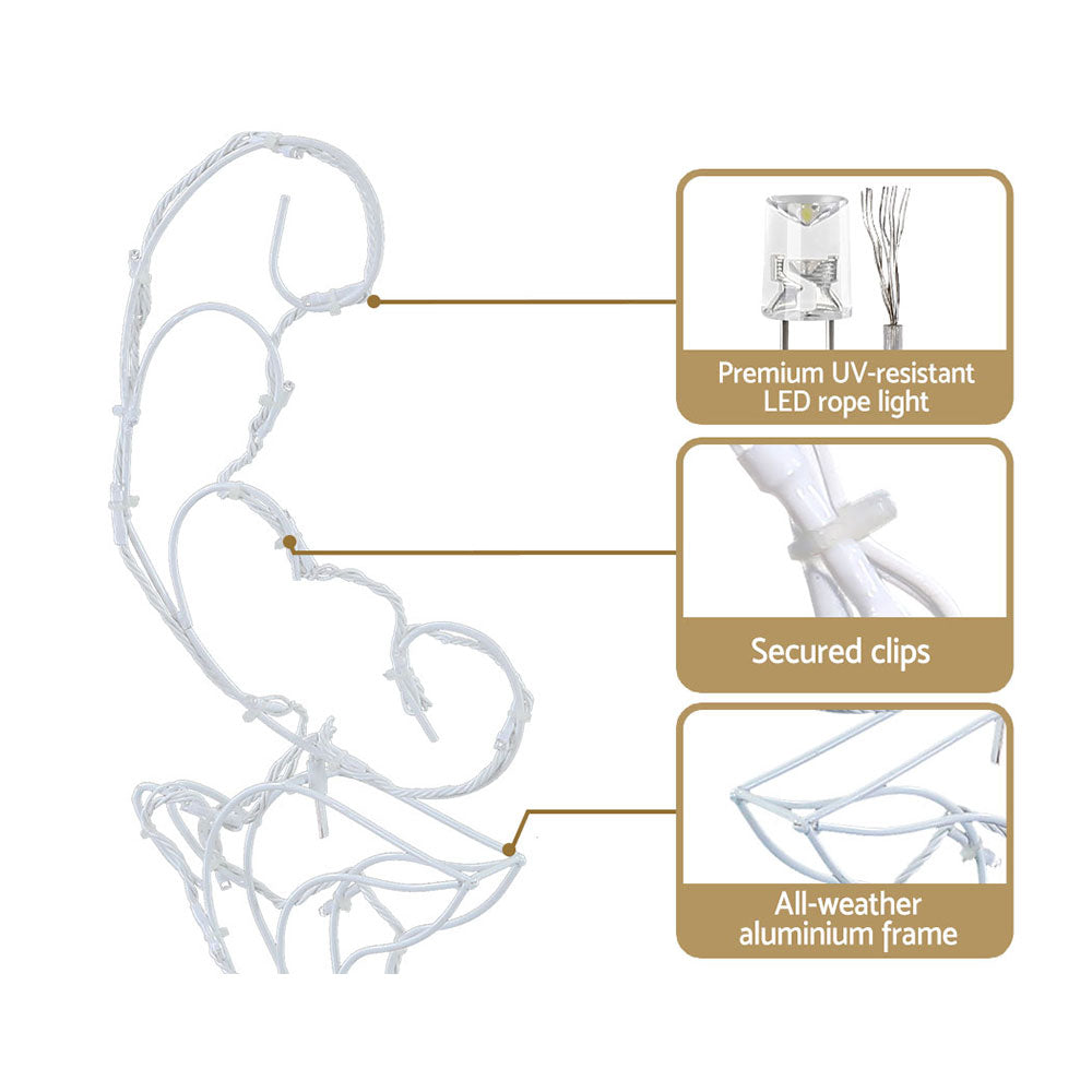 3D Reindeer & Sleigh Christmas Lights – 120 Cold White LEDs
