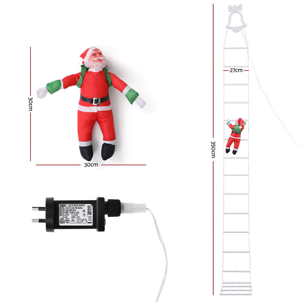 3.5M Christmas Ladder Lights – 300 Multi-Coloured LEDs with Santa