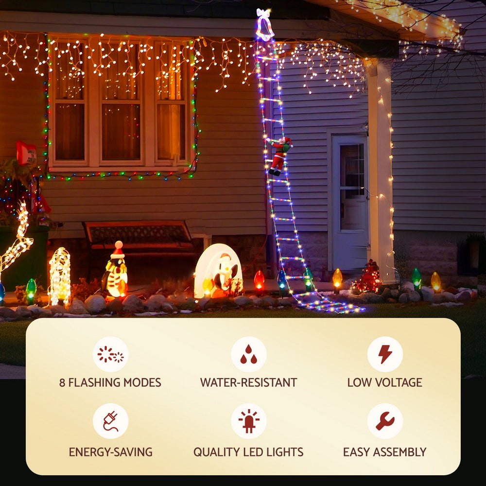 3.5M Christmas Ladder Lights – 300 Multi-Coloured LEDs with Santa