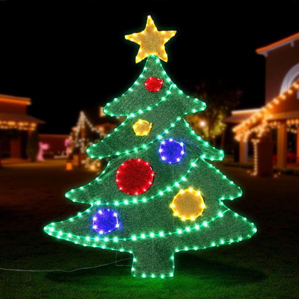 150CM Christmas Tree Motif Light – Multi-Colour Rope LEDs 220 Lights