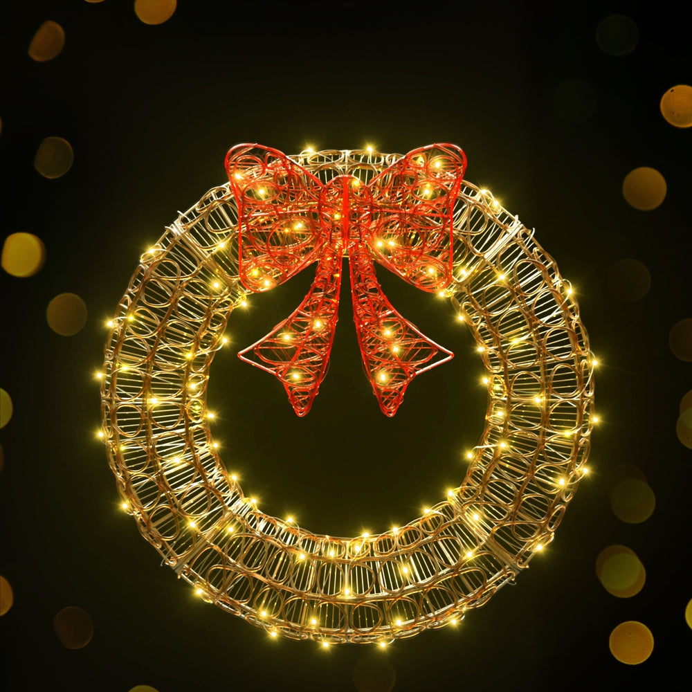 Jingle Jollys Solar LED Christmas Wreath – 60cm Outdoor Decor ✨