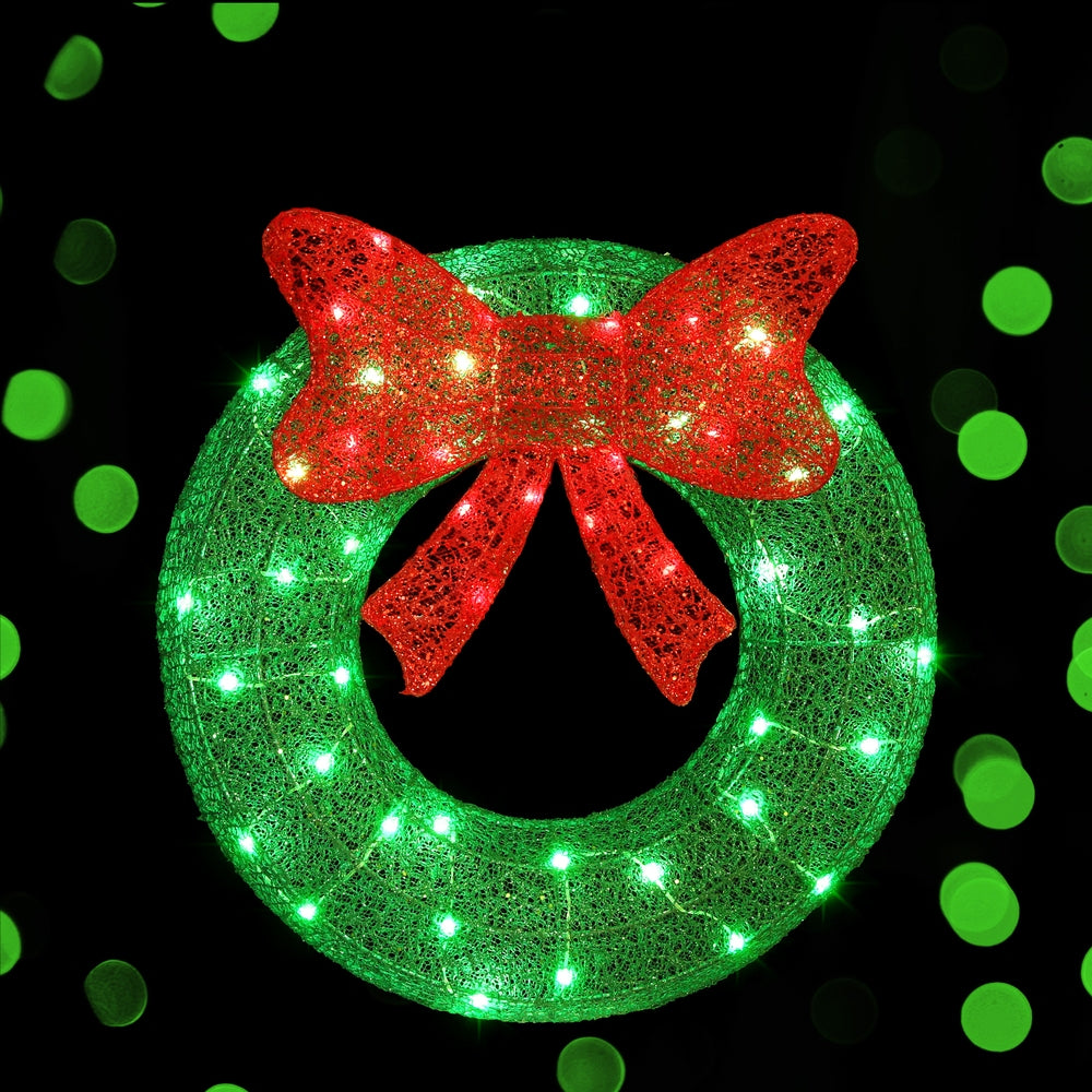 Jingle Jollys Solar LED Christmas Wreath – 60cm Warm White Lights ✨