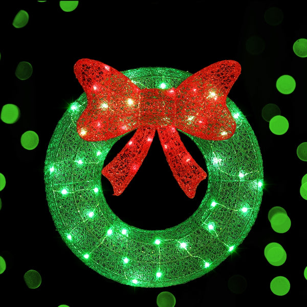60CM Wreath Motif Light – Solar Warm White LEDs 50 Lights